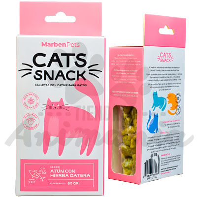 MARBEN PETS CATS SNACK GALLETAS CON CATNIP ATUN CON HIERBA GATERA 80 GR
