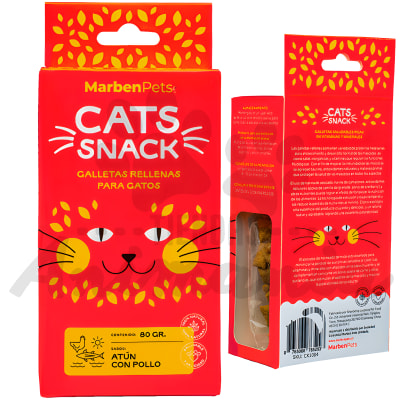 MARBEN PETS CATS SNACK GALLETAS RELLENAS ATUN CON POLLO 80 GR