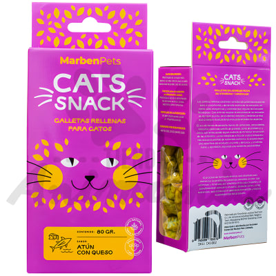 MARBEN PETS CATS SNACK GALLETAS RELLENAS ATUN CON QUESO 80 GR