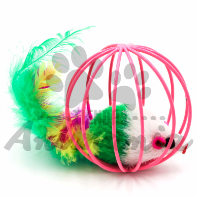 MARBEN PETS JUGUETE RATON EN JAULA CON COLORES BRILLANTES PARA GATOS1
