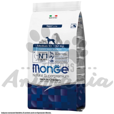 MONGE PERRO MEDIUM PUPPY & JUNIOR POLLO 12 KG1
