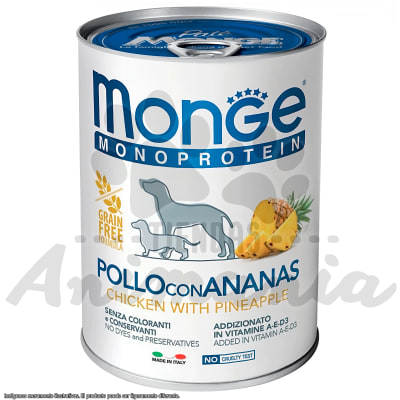 MONGE PERRO LATA MONOPROTEICA GRAIN FREE POLLO CON PIÑA 400 GR1