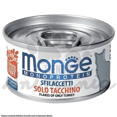MONGE GATO LATA MONOPROTEICA GRAIN FREE FLAKES SOLO PAVO 80 GR1