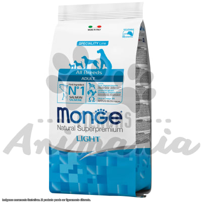 MONGE PERRO ADULTOS TODAS LAS RAZAS Y TAMAÑOS SABOR SALMON LIGHT | DOG ADULT ALL BREEDS SALMON&LIGHT 12 KG