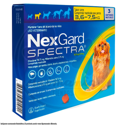 NEX GARD 3 TABLETAS SPECTRA MASTICABLES 3.6 - 7.5 KG