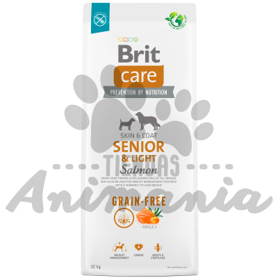 BRIT CARE PERRO SENIOR & CONTROL PESO LIBRE DE GRANOS SABOR SALMON 12 KG