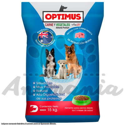 GO OPTIMUS ALIMENTO PARA PERROS ADULTOS DE CARNE Y VEGETALES 15 KG