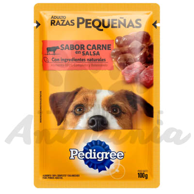PEDIGREE POUCH PERROS ADULTOS RAZAS PEQUEÑAS SABOR A CARNE 100 GR
