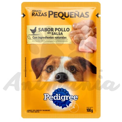 PEDIGREE POUCH PERROS ADULTOS RAZAS PEQUEÑAS SABOR A POLLO 100 GR