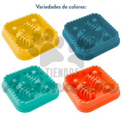 PLATO DE ALIMENTACIÓN LENTA CON DISEÑO HUESOS DE PESCADOS PARA PERROS O GATOS