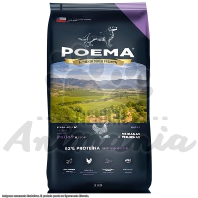 POEMA ALIMENTO PARA PERROS ADULTO PEQUEÑO Y MEDIANO SABOR A POLLO DE 3 KG