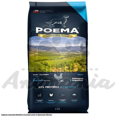 POEMA ALIMENTO PARA PERROS CACHORRO PEQUEÑO Y MEDIANO SABOR A POLLO DE 3 KG