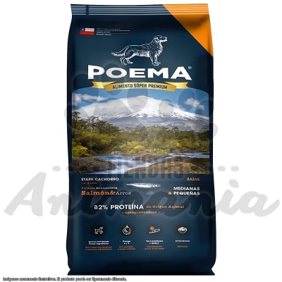 POEMA ALIMENTO PARA PERROS CACHORRO PEQUEÑO Y MEDIANO SABOR A SALMON DE 12 KG