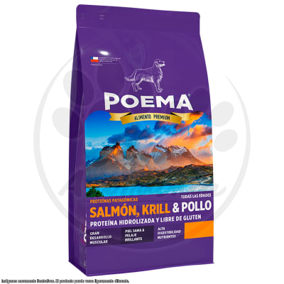 POEMA PERRO PREMIUM MEDIANOS Y GRANDES TODAS LAS EDADES SALMON, KRILL & POLLO 12 KG1