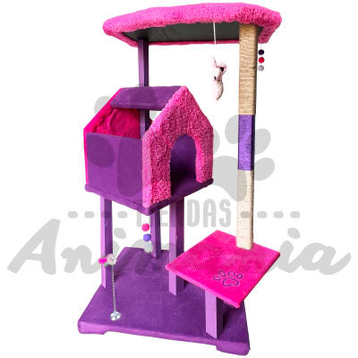 RASCADOR INDEPENDIENTE CASTILLO (CUATRO PISOS) DISEÑO ROSA Y MORADO1
