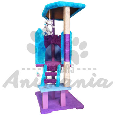 RASCADOR INDEPENDIENTE CASTILLO (CUATRO PISOS) DISEÑO AZUL Y MORADO1