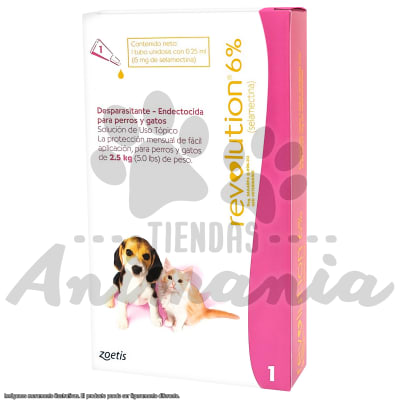 REVOLUTION 6 % PERRO Y GATO 0.25 ML HASTA 2.5 KG DE PESO (ROSADA)