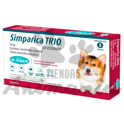 SIMPARICA TRIO 40 MG 3 TABLETAS 10 - 20 KG