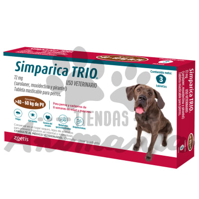 SIMPARICA TRIO 120 MG 3 TABLETAS 40 - 60 KG