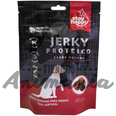 STAY HAPPY SNACK JERKY PROTEICO VACUNO PARA PERROS 80 GR1