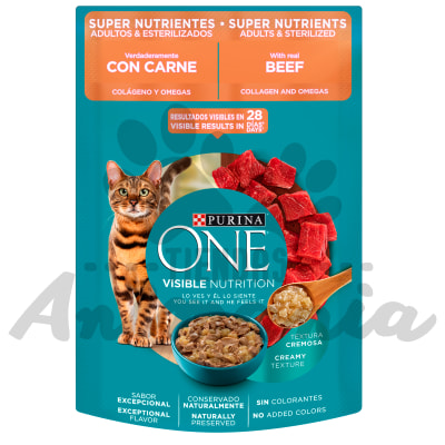 PURINA ONE POUCH GATOS SUPER NUTRIENTES ADULTOS Y ESTERILIZADOS 85 GR