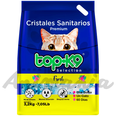 TOP-K9 CRISTALES SANITARIOS AROMA TALCO BEBE 3.2 KG