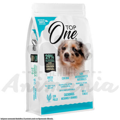 TOP ONE PERRO CACHORROS MEDIANOS Y GRANDES CON POLLO 9 KG