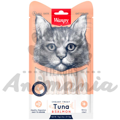 WANPY PREMIO CREMOSO SABOR ATUN Y SALMÓN PARA GATOS - CREAMY TREAT TUNA & SALMON 70 GR1