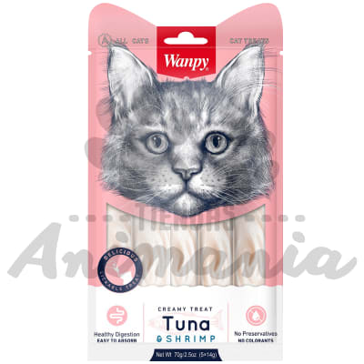 WANPY PREMIO CREMOSO SABOR ATUN Y CAMARÓN PARA GATOS - CREAMY TREAT TUNA & SHRIMP 70 GR1