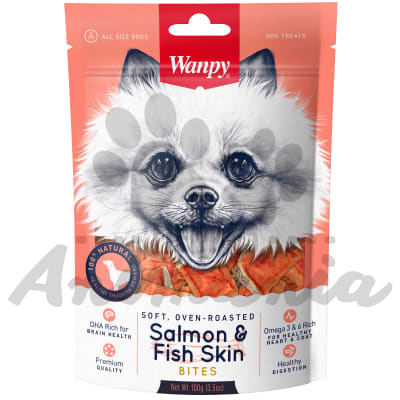 WANPY BOCADITOS SUAVES HORNEADOS SABOR SALMON Y PIEL DE PESCADO PARA PERROS - SALMON&FISH SKIN BITES 100 GR