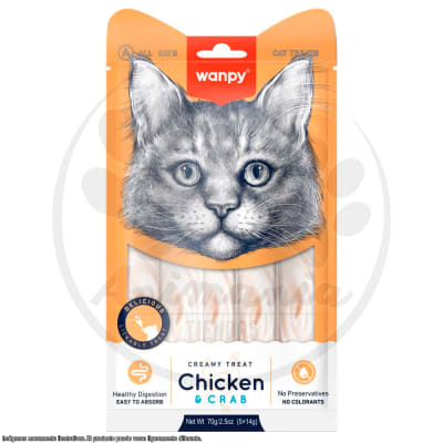 WANPY SNACK CREAMY CAT CHICKEN & CRAB 70 GR