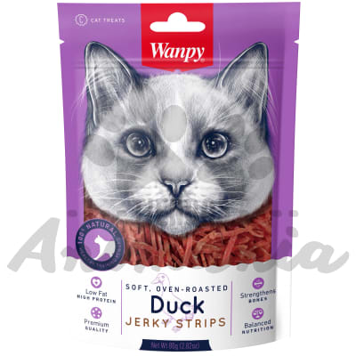 WANPY SNACKS SUAVES HORNEADOS SABOR PATO EN TIRAS PARA GATOS - JERKY STRIPS DUCK FOR CATS 80 GR