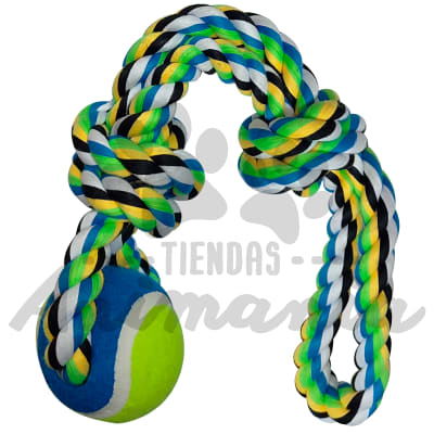 WONDER DOG JUGUETE DE CUERDA DE ALGODON CON NUDOS Y PELOTA DE FIELTRO1