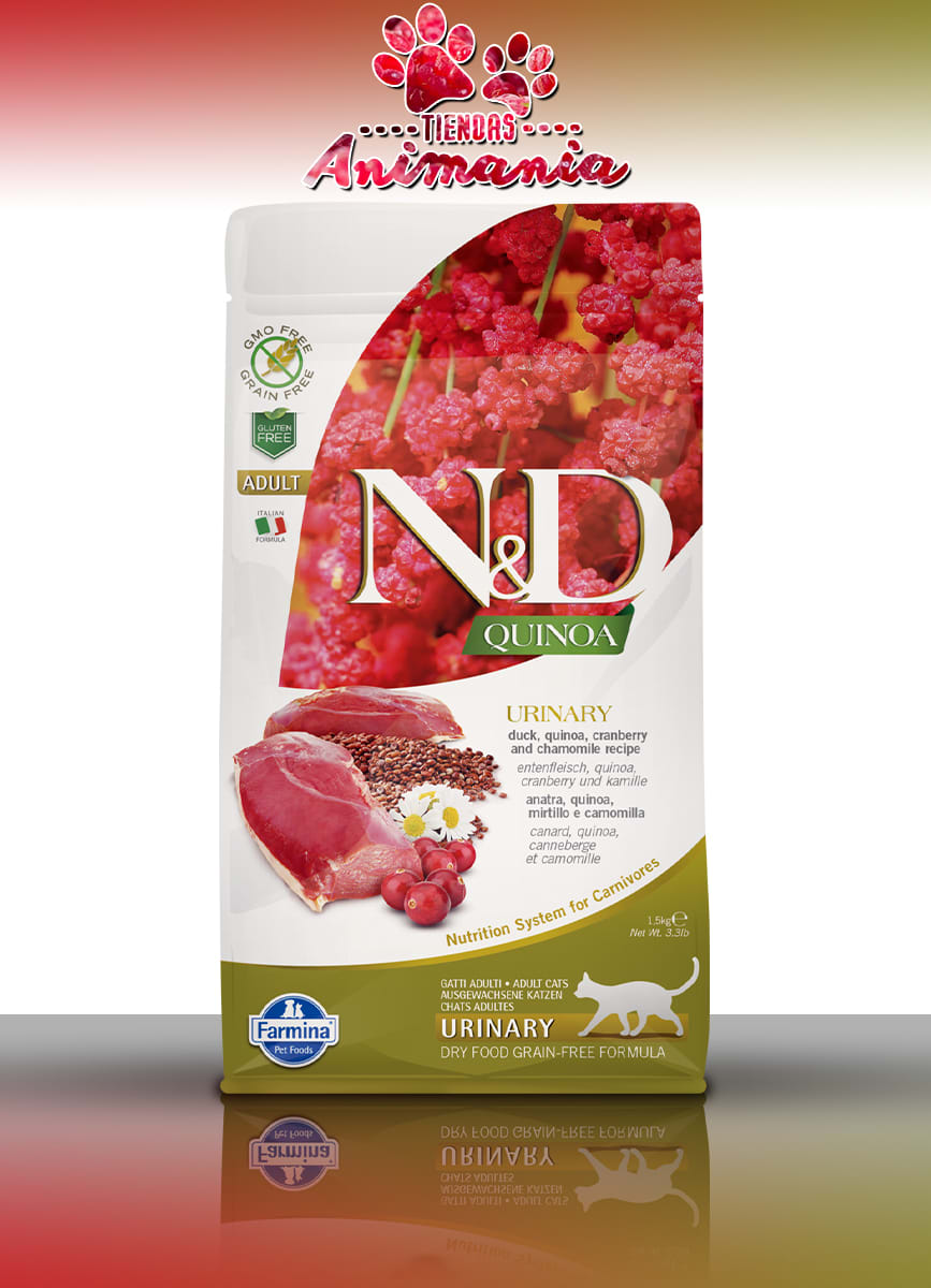 N&D GATOS ADULTOS QUINUA & PATO URINARY 1.5 KG Animania