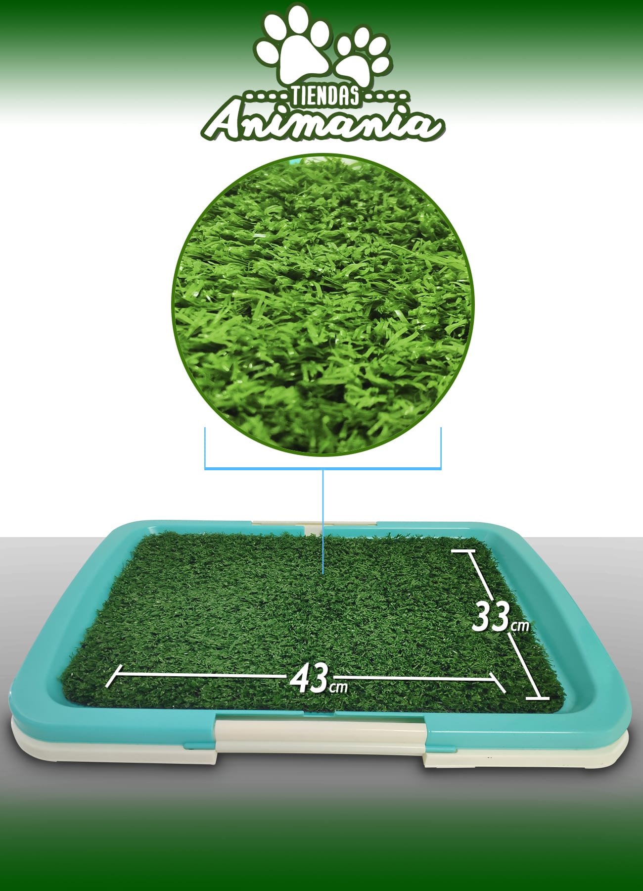 BAÑO SANITARIO PEQUEÑO PARA PERRO GRAMA SINTETICA | Animania