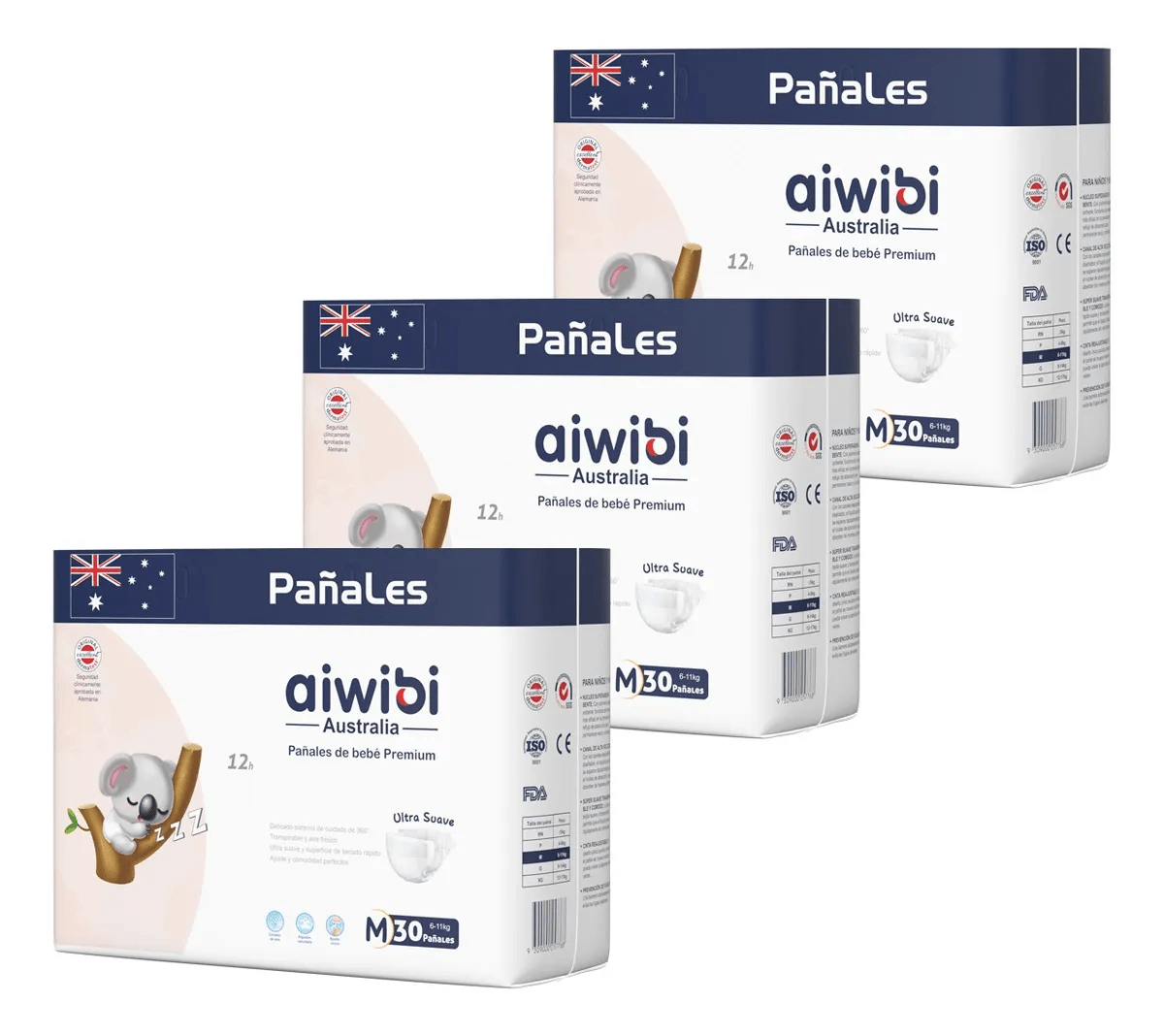 PACK X 3 PAÑAL AIWIBI PREMIUM ULTRA SUAVE 0