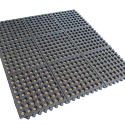 Piso Antifatiga 915 x 915 x 12mm. Escurre Agua. Negro con unión