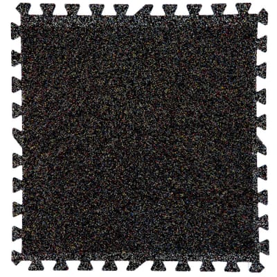 Piso Gimnasio negro con gránulos de colores 1000 x 1000 x 6mm
