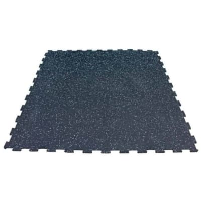 Piso Gimnasio negro con gránulos azules 1000 x 1000 x 6mm