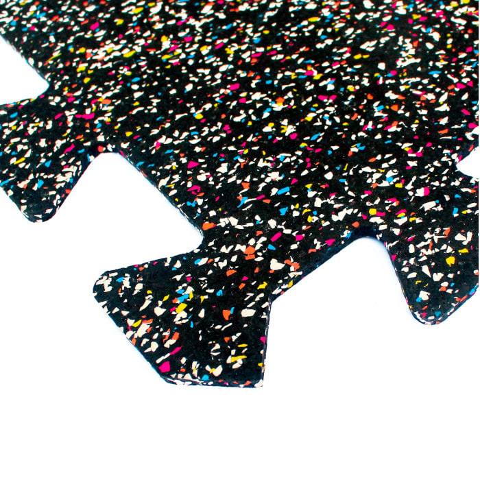 Piso Gimnasio negro con gránulos de colores 1000 x 1000 x 6mm1