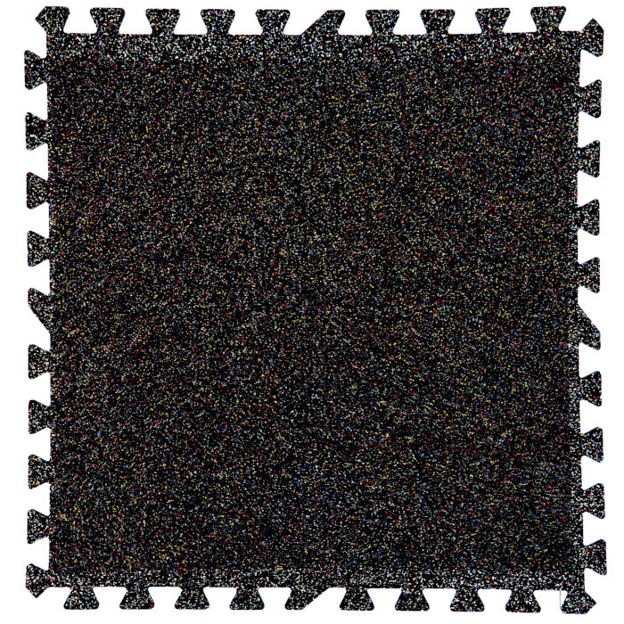 Piso Gimnasio negro con gránulos de colores 1000 x 1000 x 6mm 1