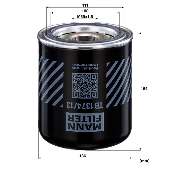 Filtro Respiradero / Cartucho Secador de Aire TB 1374/13x MANN-FILTER (Ex TB 1374x)3