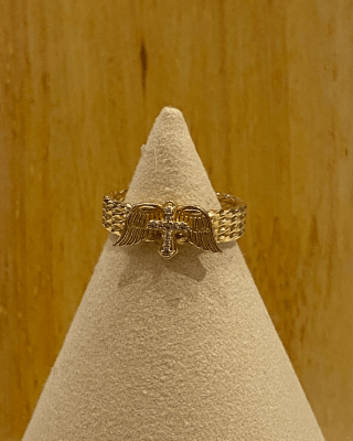 Anillo Cruz y Alas Oro1