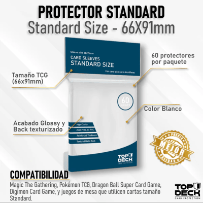 Top Deck - Protector Standard 66x91mm Blanco1