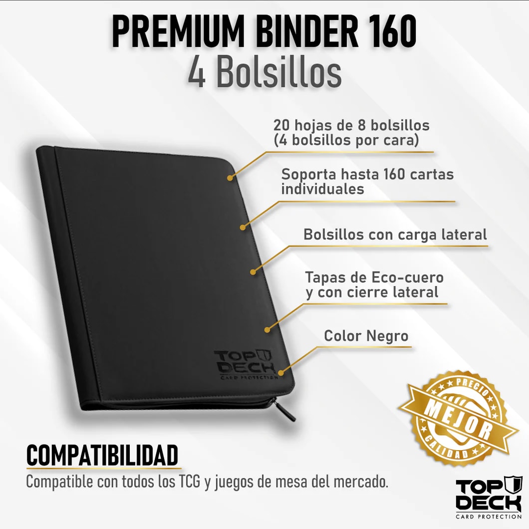 Top Deck - Carpeta Premium Binder 160 color Negro2
