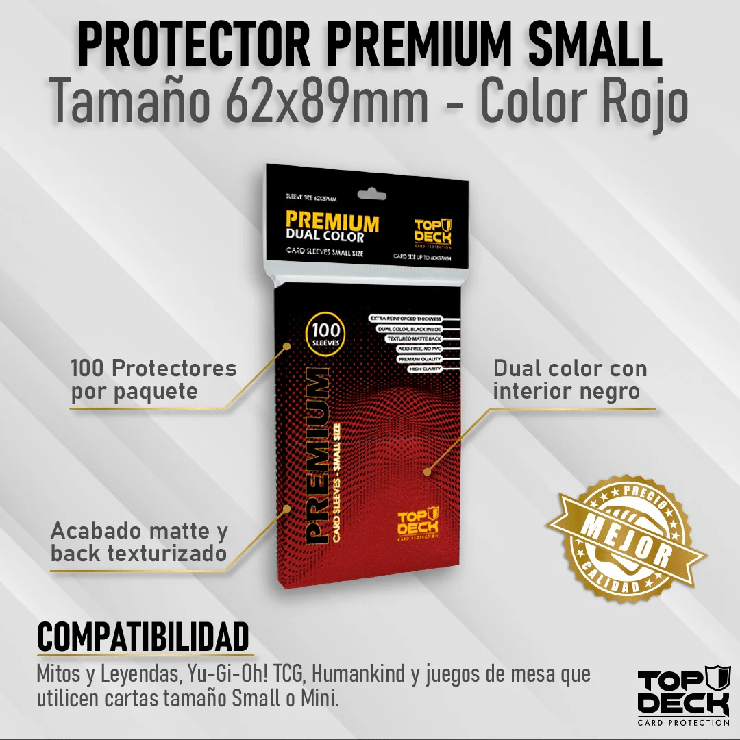 Top Deck - Protector Premium Small 62x89mm Rojo2