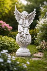 ESCULTURA ANGEL SOBRE ESFERA