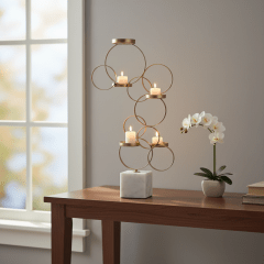 CANDELERO METALICO BASE MARMOL