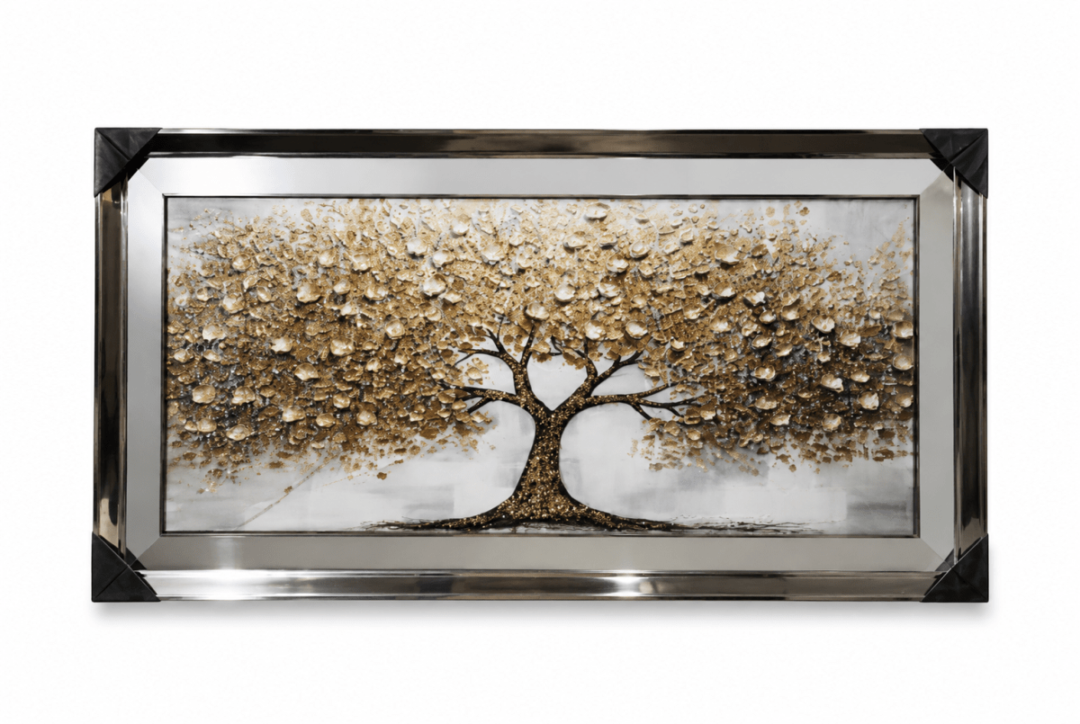 CUADRO ESPEJADO ARBOL DE LA VIDA MARCO PLEATEADO BRILLANTE1