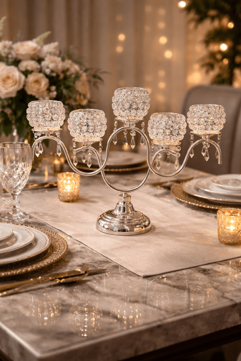 CANDELABRO 5 LUCES PLATEADO ALASKA3